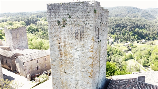 Ardèche Sud, Château du Xii Siècle authentique et rénové, avec une habitation moderne.