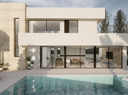 Project for a modern luxury villa for sale in Moraira. The house has three floors with thr