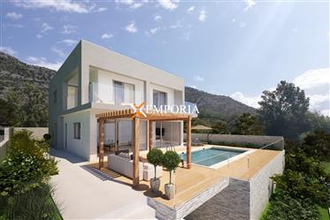 Terrain avec projet pour 3 villas, vue mer, Starigrad, 1450 m2