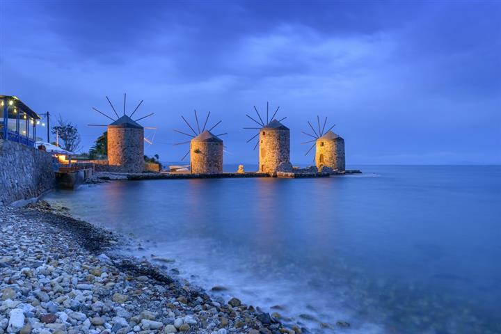 Anciens moulins à vent à Chios, Egée Nord
